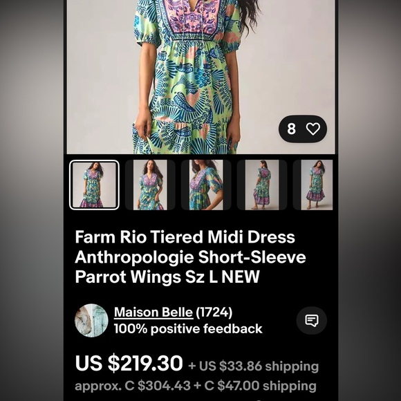 Rare!!! Anthropologie NWT Farm Rio Short-Sleeve Tiered A-Line Midi Dress size S. - Picture 4 of 13